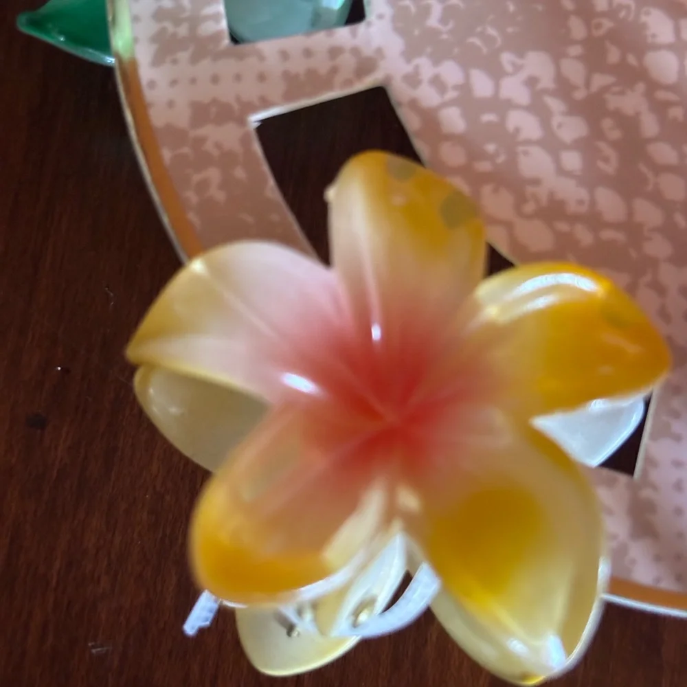 NWT Noir small Tropical Flower Hair claw Clips Set of 5